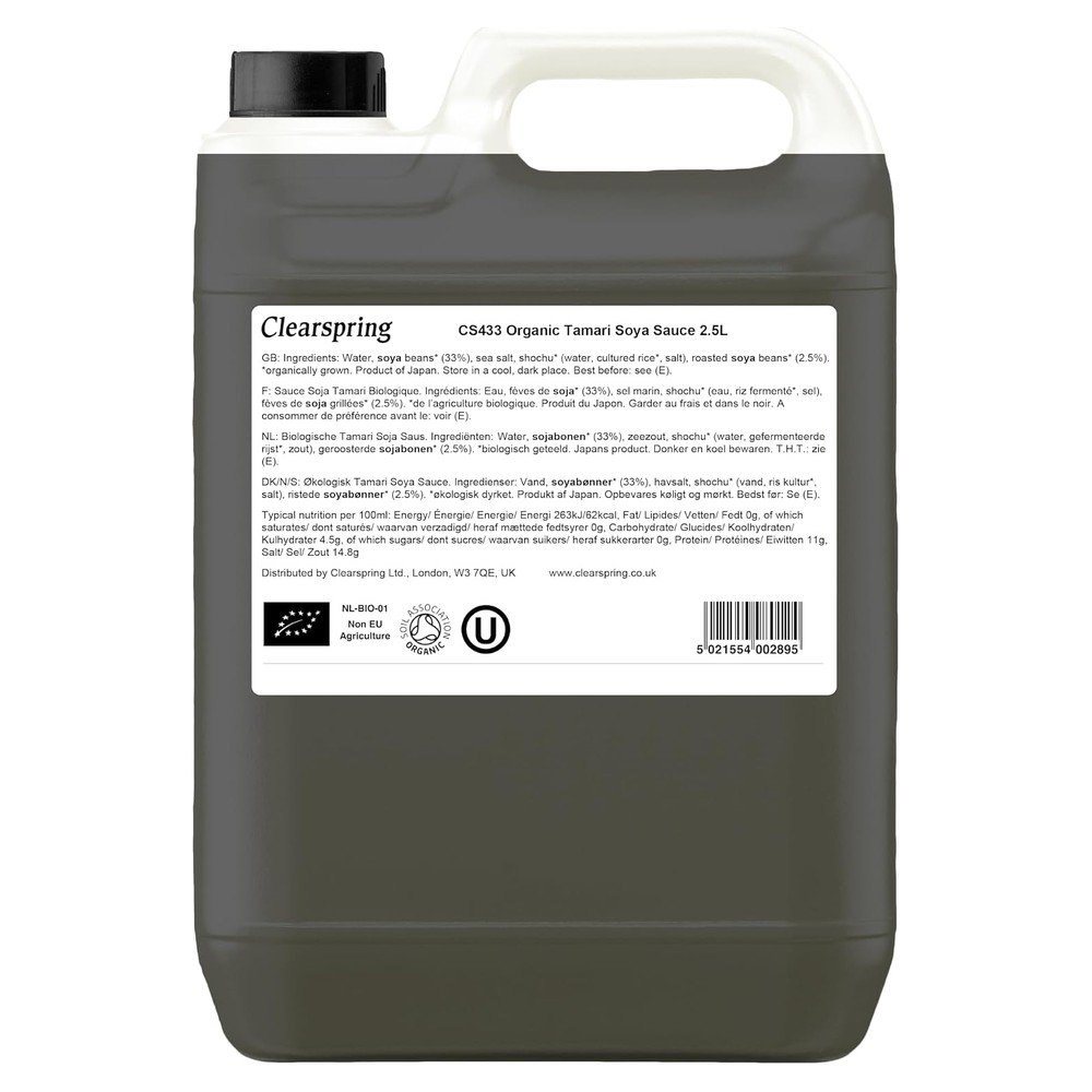 Organic Japanese Tamari - single strength Clearspring 2.5l Organic Japanese Tamari - single strength Clearspring 2.5l