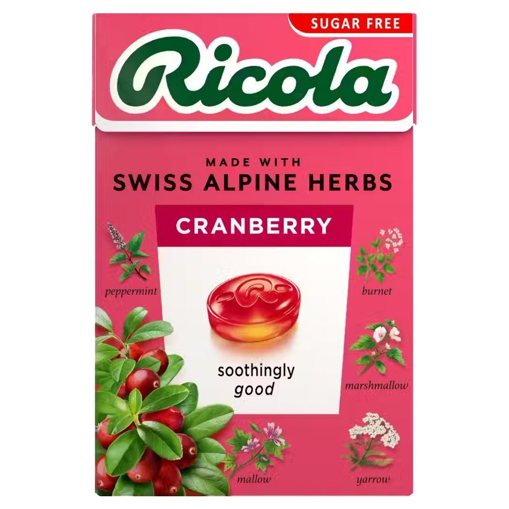 Tasty Cranberry with Stevia - box Ricola 20x45g Tasty Cranberry with Stevia - box Ricola 20x45g