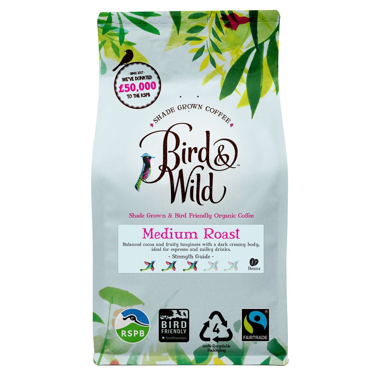 Organic Medium Roast beans Bird & Wild 200g
