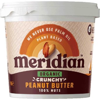 Organic Bulk Peanut Butter Crunchy 100% - plastic Meridian 6x1kg Organic Bulk Peanut Butter Crunchy 100% - plastic Meridian 6x1kg