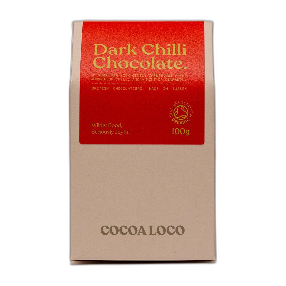 Organic Dark Chilli & Cinnamon Chocolates Cocoa Loco 6x100g