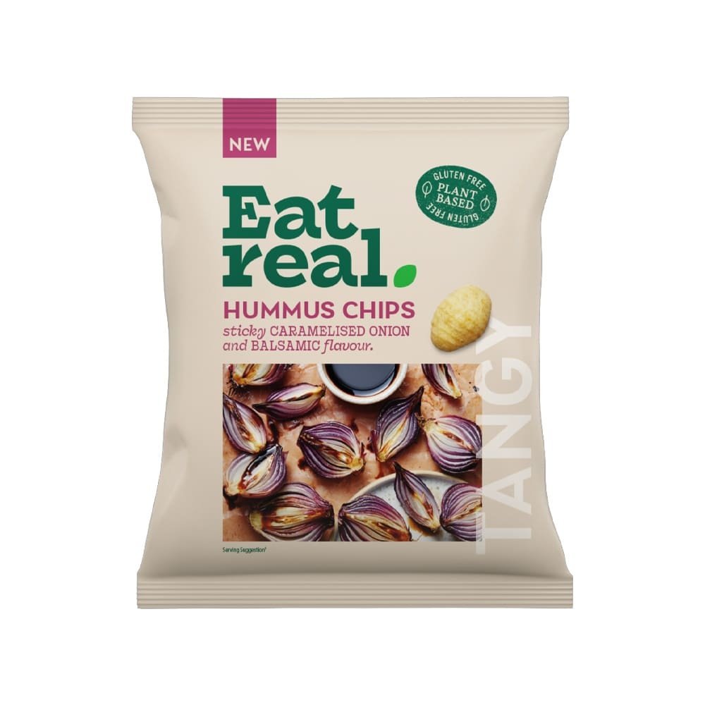 Caramelised Onion & Balsamic Vinegar Hummus Chips Eat Real 18x45g Caramelised Onion & Balsamic Vinegar Hummus Chips Eat Real 18x45g