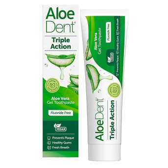 Triple Action Toothpaste - fluoride-free Aloe Dent 6x100ml Triple Action Toothpaste - fluoride-free Aloe Dent 6x100ml