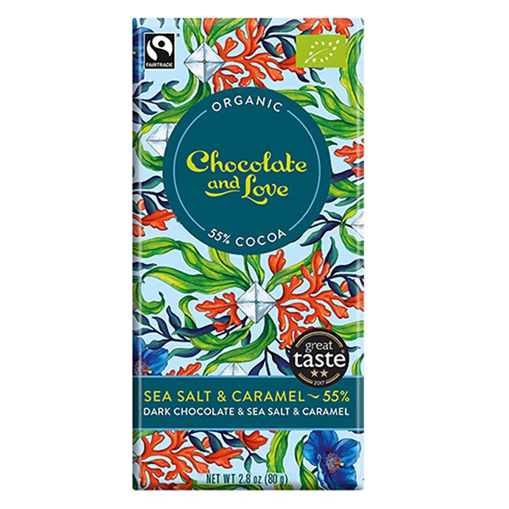 Organic Sea Salt 55% Chocolate with Caramel Chocolate and Lo