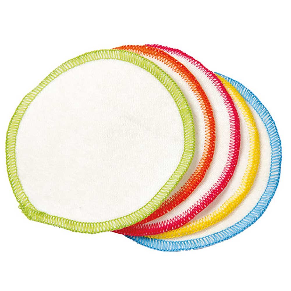 10 washable cotton coloured facial pads in a drawstring bag 