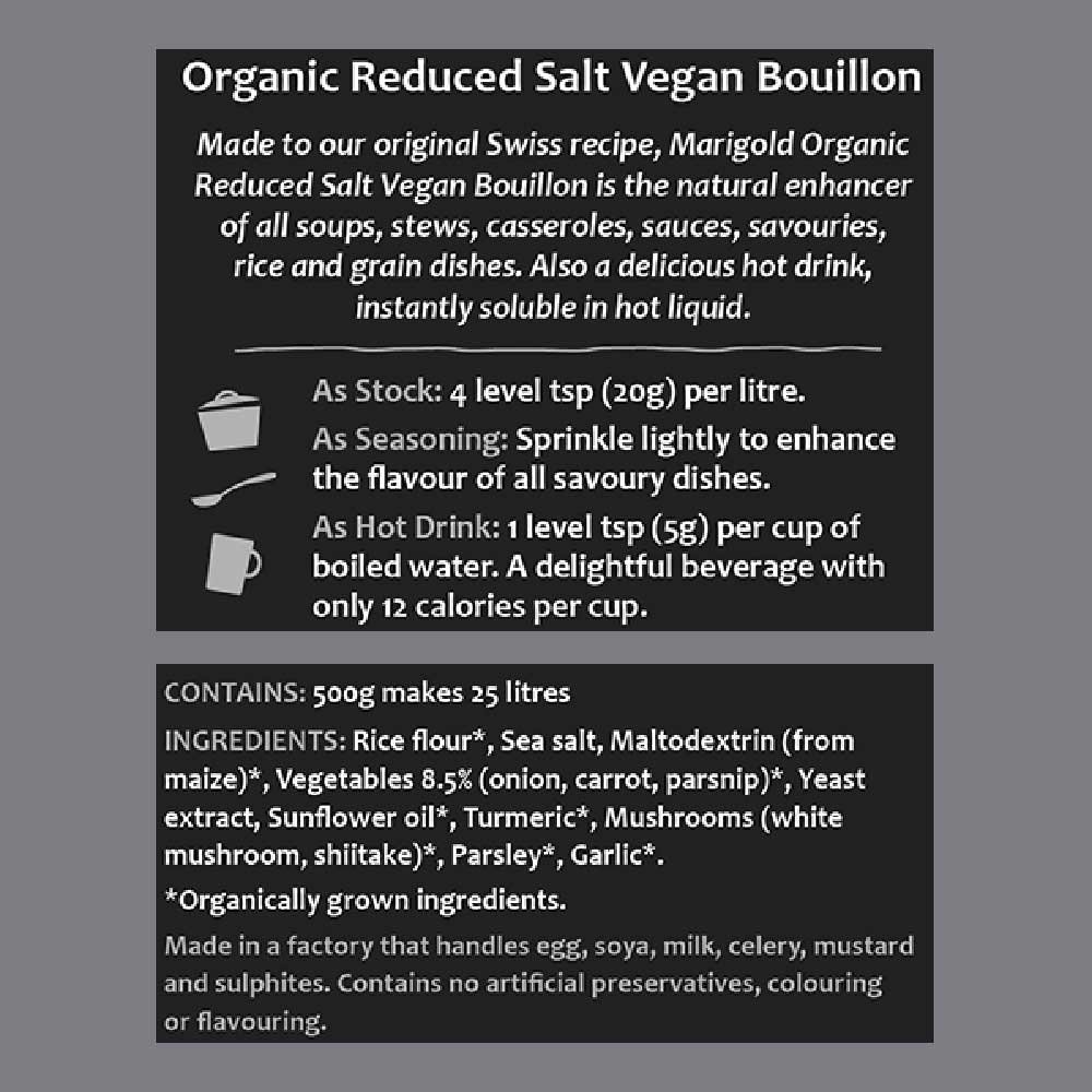Organic Reduced Salt Bouillon Marigold 500g