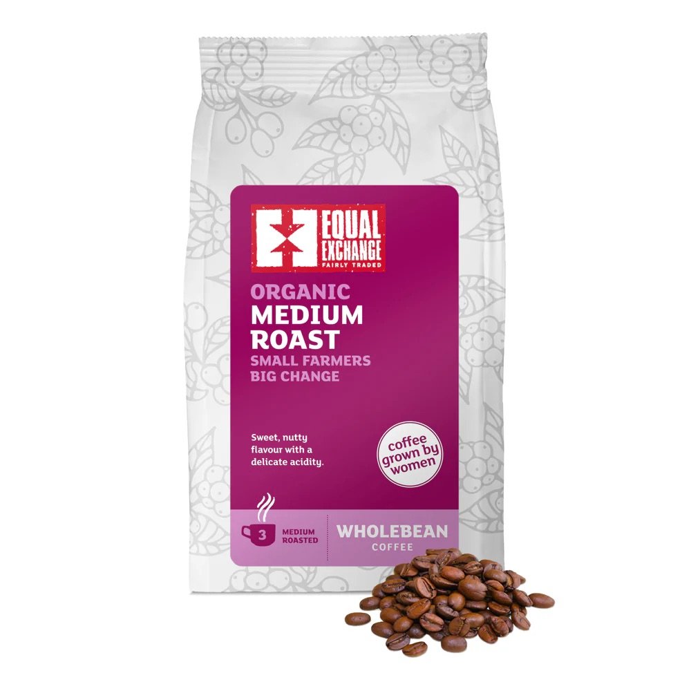 Organic Coffee Beans - medium roast - 3 Equal Exchange 8x200g