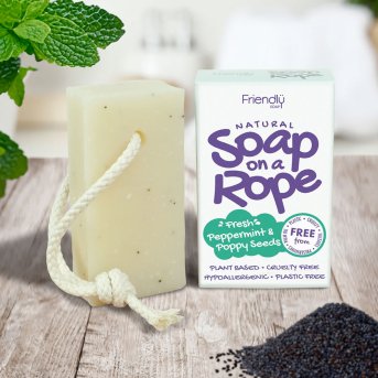 Peppermint & Poppyseeds Soap on a Rope Friendly Soap 6x125g Peppermint & Poppyseeds Soap on a Rope Friendly Soap 6x125g
