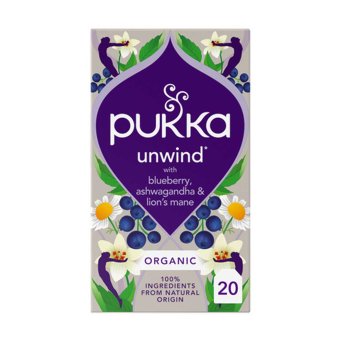 Organic Unwind - lion's mane, ashwagandha & blueberry Pukka 4x20bags Organic Unwind - lion's mane, ashwagandha & blueberry Pukka 4x20bags