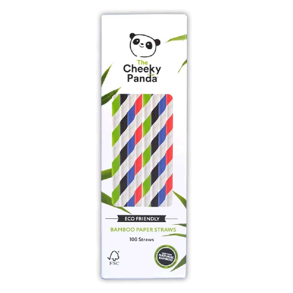 Multicoloured Paper Straws Cheeky Panda 100pack Multicoloured Paper Straws Cheeky Panda 100pack