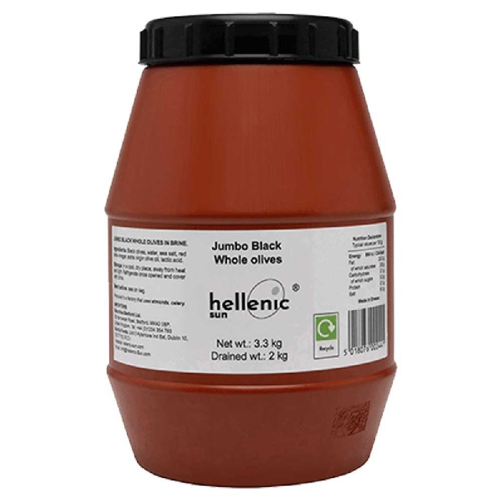 Black Olives - in red wine vinegar brine & olive oil Helleni