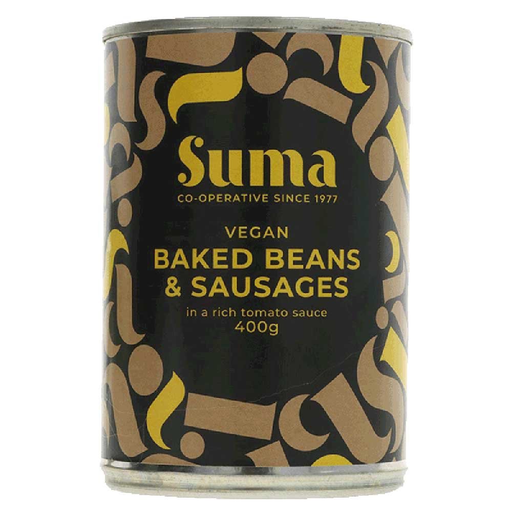 Baked Beans & Lincoln Vegan Sausages Suma 400g Baked Beans & Lincoln Vegan Sausages Suma 400g
