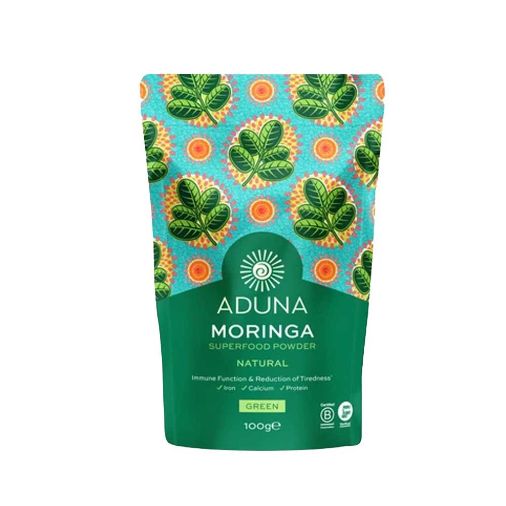 Organic Moringa Green Superleaf Powder - tub - single Aduna 1x100g