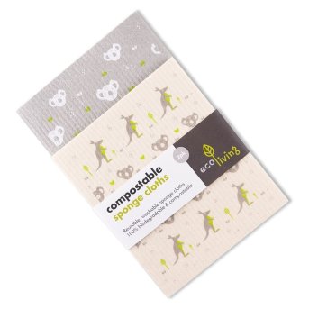 Compostable Sponge Cloths - Wildlife Rescue 2 pack ecoLiving 14x2pack Compostable Sponge Cloths - Wildlife Rescue 2 pack ecoLiving 14x2pack