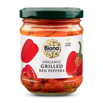 Organic Grilled Red Pepper - in oil Biona 5x190g Organic Grilled Red Pepper - in oil Biona 5x190g