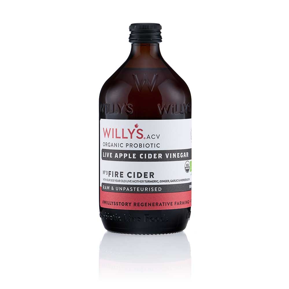 Organic Live Apple Cider Vinegar Fire Cider Willy's ACV 6x500ml