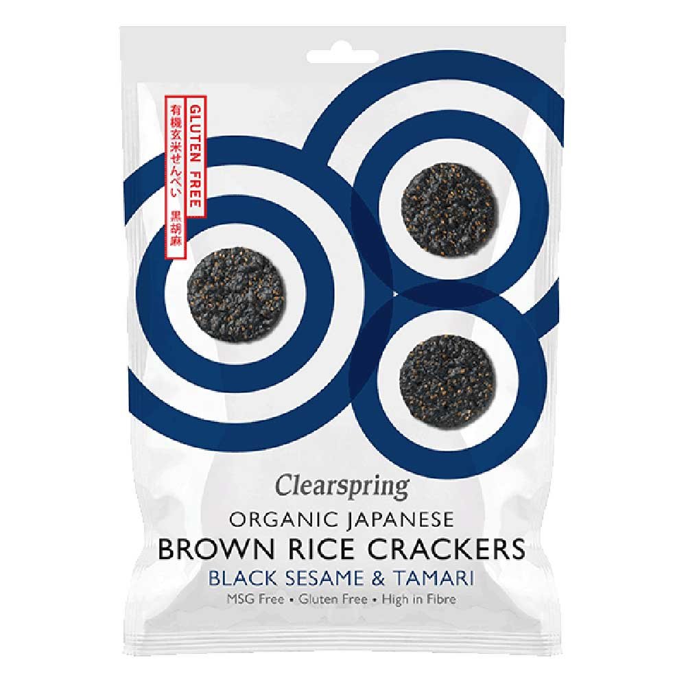 Organic Black Sesame Brown Rice Crackers Clearspring 40g
