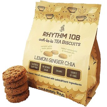 Organic Lemon Ginger & Chia Biscuit Share Bag Rhythm 108 135