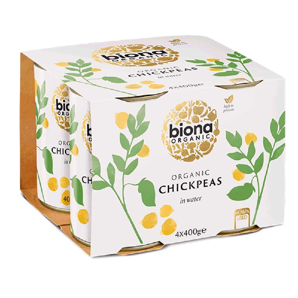 Organic Chickpeas in tins 4-Pack Biona 4x400g Organic Chickpeas in tins 4-Pack Biona 4x400g
