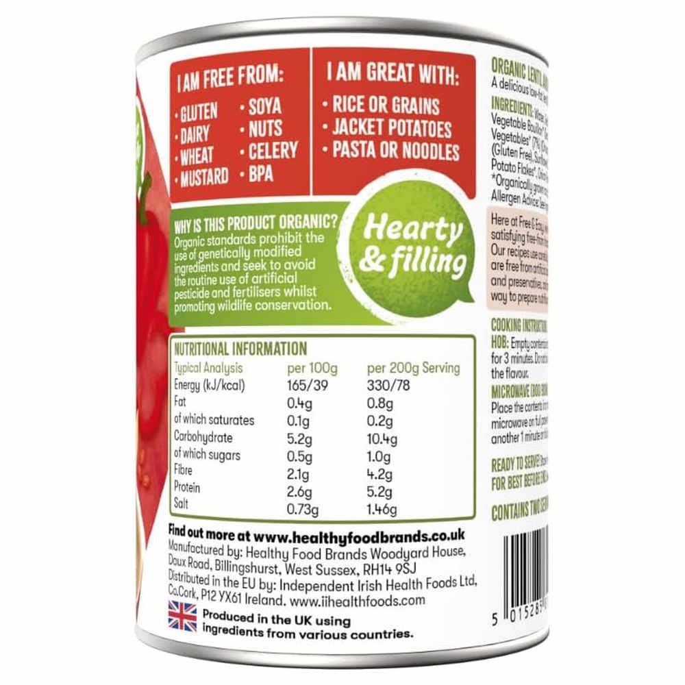 Organic Lentil & Red Pepper Soup Free & Easy 6x400g Organic Lentil & Red Pepper Soup Free & Easy 6x400g