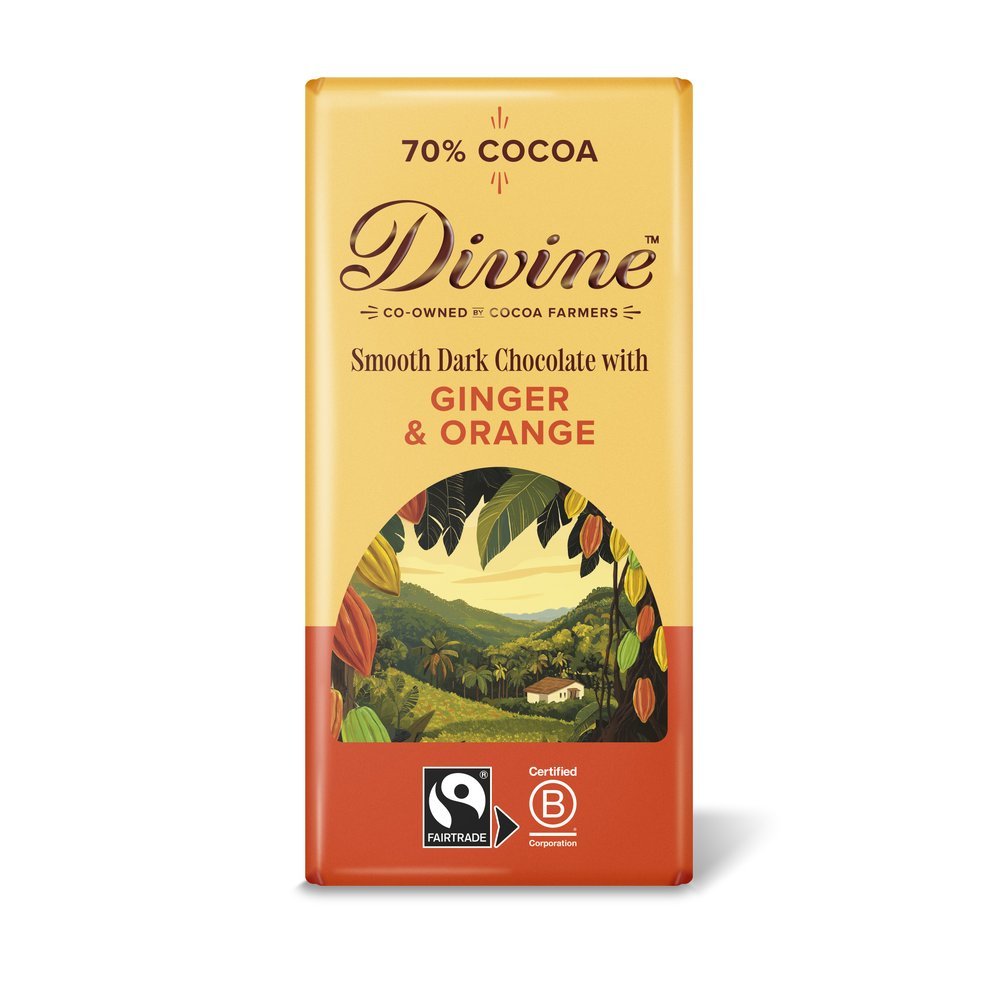 Ginger & Orange Dark Chocolate - 70% Divine 15x90g Ginger & Orange Dark Chocolate - 70% Divine 15x90g