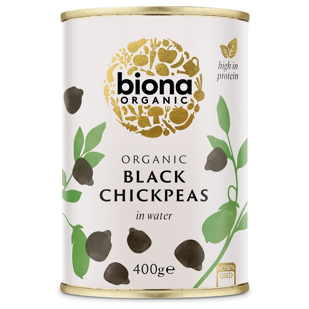Organic Black Chickpeas - BPA-free can Biona 6x400g Organic Black Chickpeas - BPA-free can Biona 6x400g