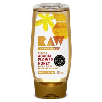 Organic Raw Acacia Honey - squeezy bottle Raw Health 6x350g