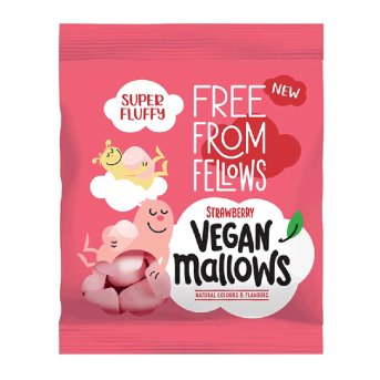 Strawberry Vegan Mallows Free From Fellows 105g Strawberry Vegan Mallows Free From Fellows 105g