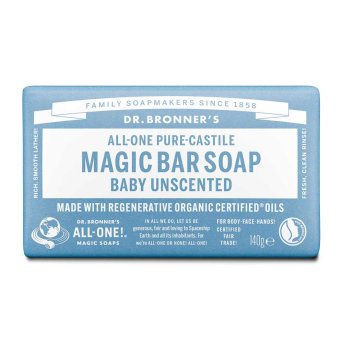 Organic Baby-Mild Unscented Soap Bar Dr. Bronner 12x140g Organic Baby-Mild Unscented Soap Bar Dr. Bronner 12x140g