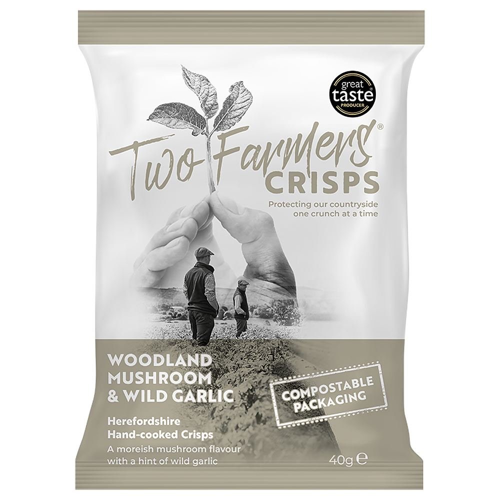 Woodland Mushroom & Wild Garlic Crisps Two Farmers 24x40g Woodland Mushroom & Wild Garlic Crisps Two Farmers 24x40g