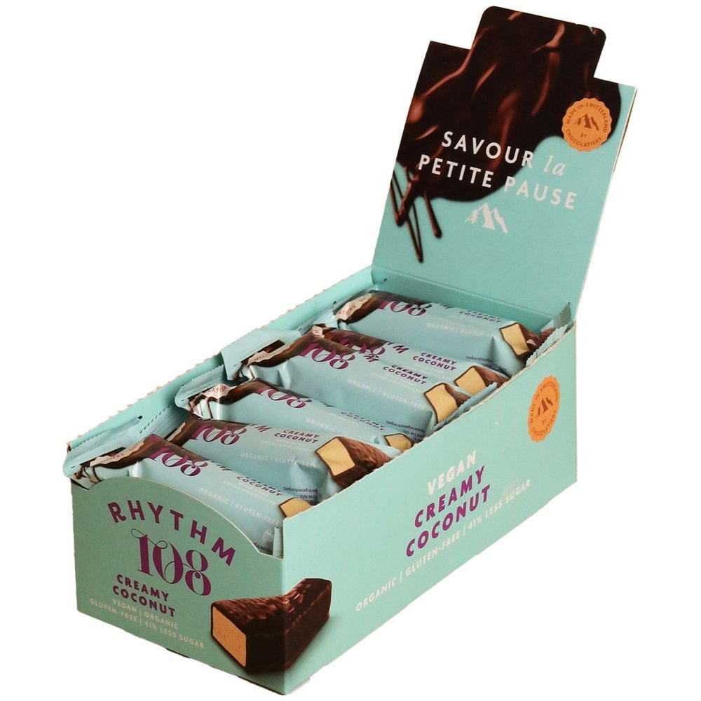 Organic Creamy Coconut Dark Chocolate Bar Rhythm 108 15x33g Organic Creamy Coconut Dark Chocolate Bar Rhythm 108 15x33g