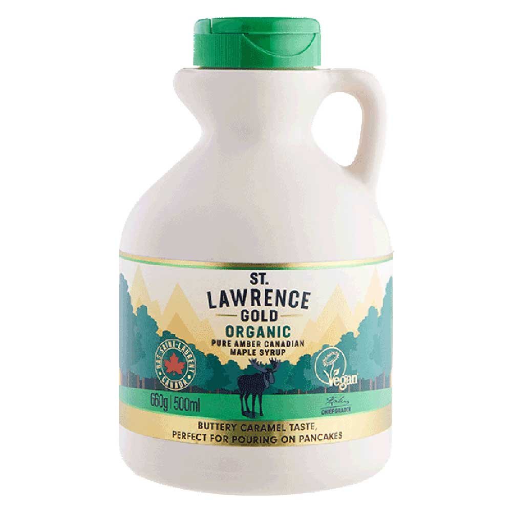 Organic Maple Syrup - amber grade A - plastic jug St Lawrenc Organic Maple Syrup - amber grade A - plastic jug St Lawrenc