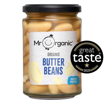Organic Butter Beans - jar Mr Organic 6x350g Organic Butter Beans - jar Mr Organic 6x350g