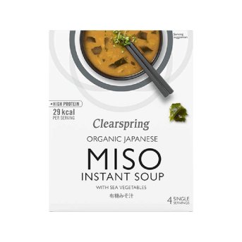 Organic Instant Miso Soup with Sea Vegetables Clearspring 4x Organic Instant Miso Soup with Sea Vegetables Clearspring 4x