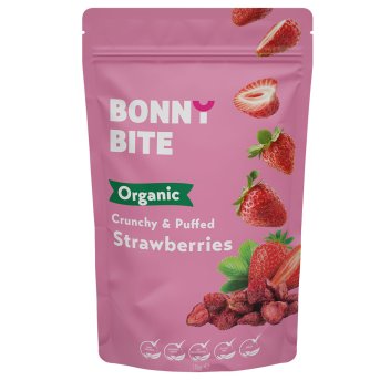 Organic Crunchy & Puffed Strawberries Bonny Bite 6x18g Organic Crunchy & Puffed Strawberries Bonny Bite 6x18g