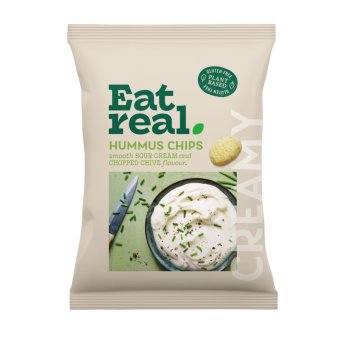 Sour Cream & Chives Hummus Chips - large Eat Real 10x110g Sour Cream & Chives Hummus Chips - large Eat Real 10x110g