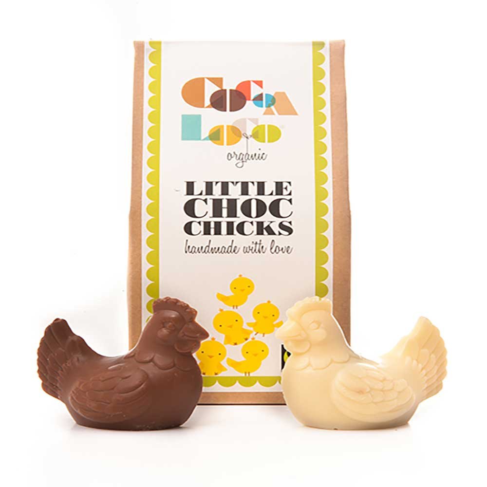 Organic Little Choc Chicks - milk & white Cocoa Loco 6x100g Organic Little Choc Chicks - milk & white Cocoa Loco 6x100g