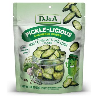 Pickle-Licious - Pickle Flavoured Cucumber Crisps DJ&A 9x50g Pickle-Licious - Pickle Flavoured Cucumber Crisps DJ&A 9x50g