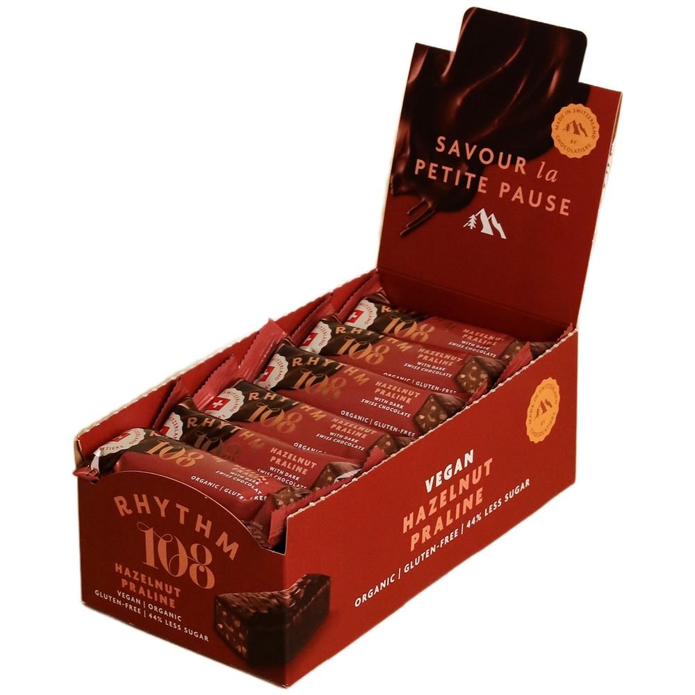 Organic Hazelnut Praline Dark Chocolate Bar Rhythm 108 15x33g