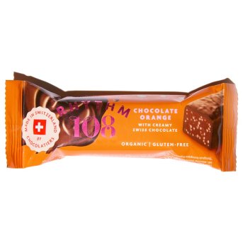 Organic Chocolate Orange Swiss Dark Chocolate Bar Rhythm 108 15x33g
