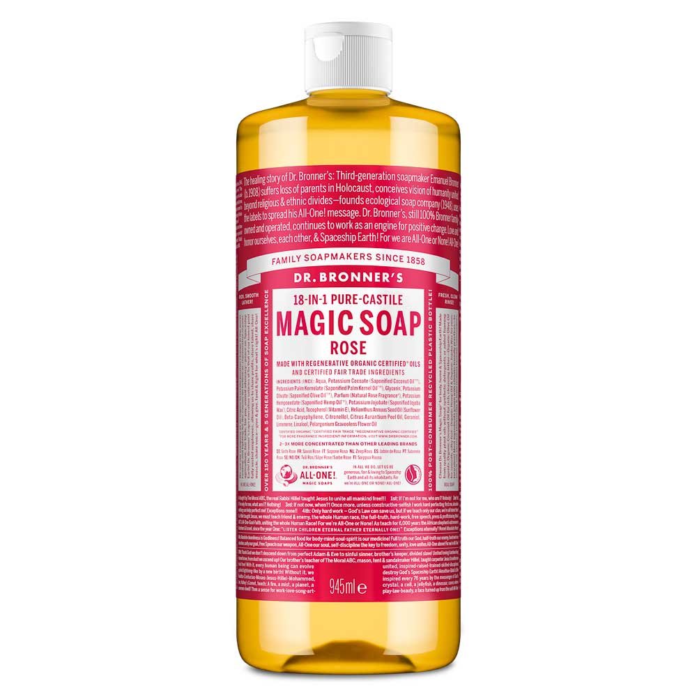 Organic Rose Liquid Soap - single Dr. Bronner 1x946ml Organic Rose Liquid Soap - single Dr. Bronner 1x946ml
