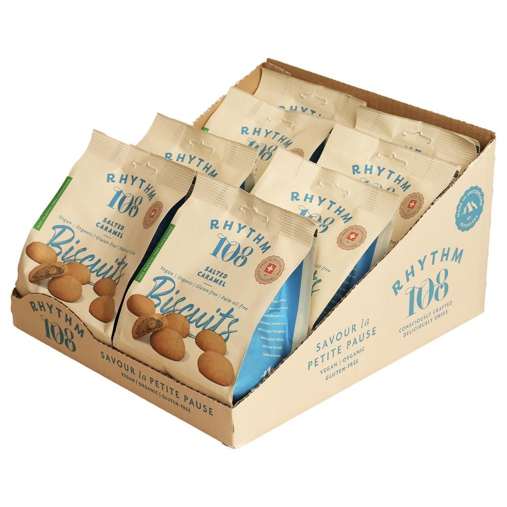 Organic Salted Caramel Biscuit Share Bag Rhythm 108 8x135g Organic Salted Caramel Biscuit Share Bag Rhythm 108 8x135g
