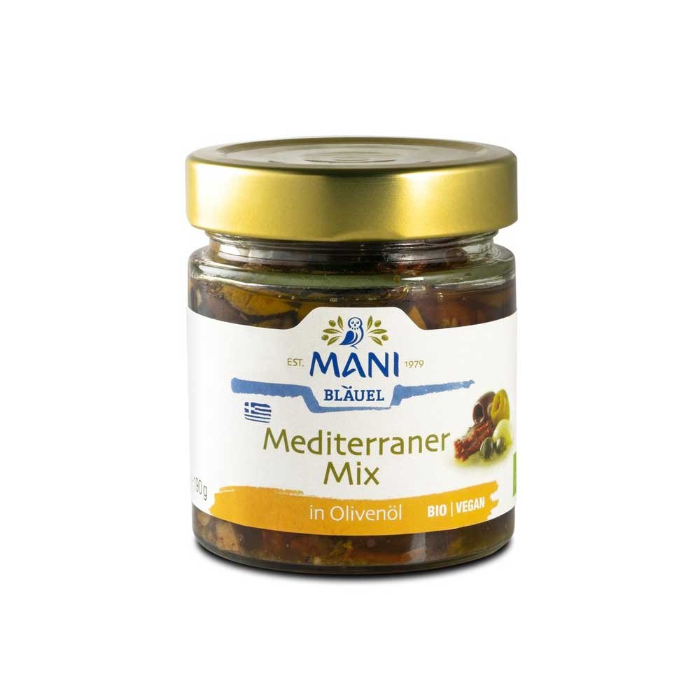 Organic Mediterranean Mix in e.v. olive Oil Mani 190g