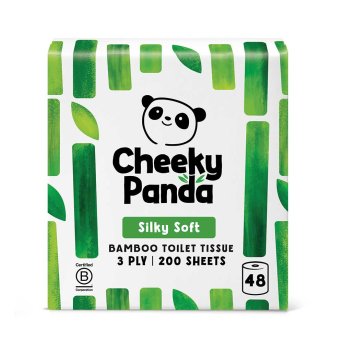 48 Toilet Rolls - Silky Soft - 3 ply - 200 sheets Cheeky Panda 1x5.8kg