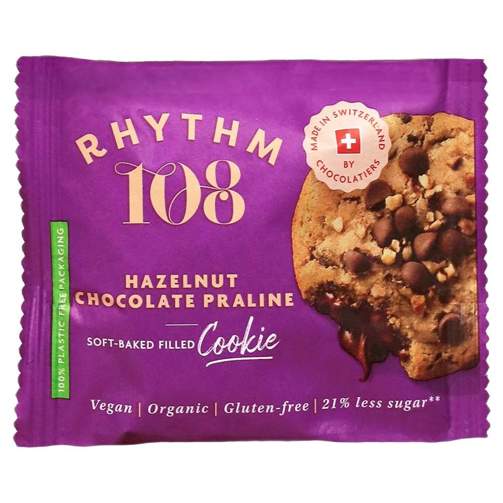 Organic Hazelnut Chocolate Praline Soft Baked Cookie Rhythm 108 12x50g