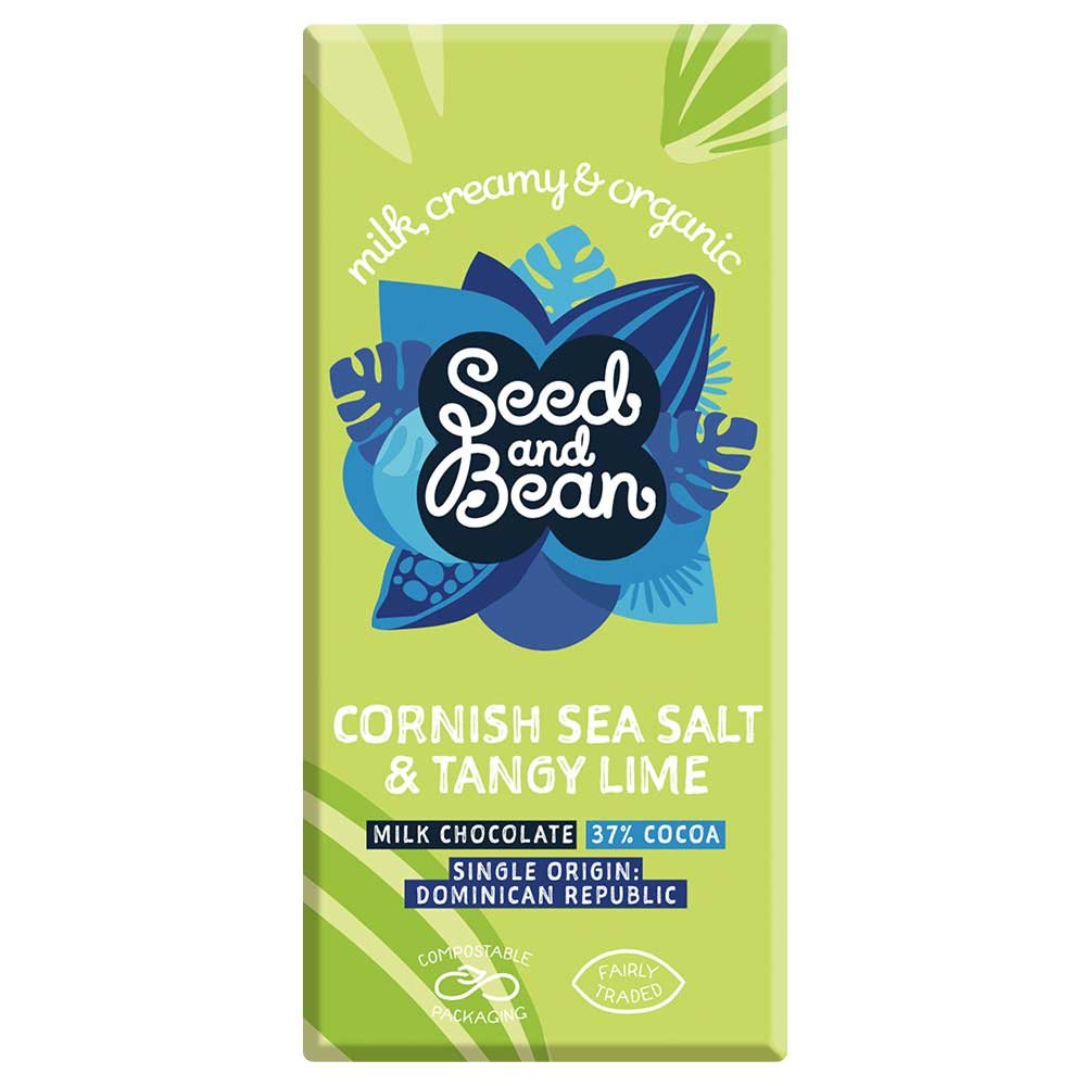 Organic Cornish Sea Salt & Tangy Lime Milk Chocolate Bar See