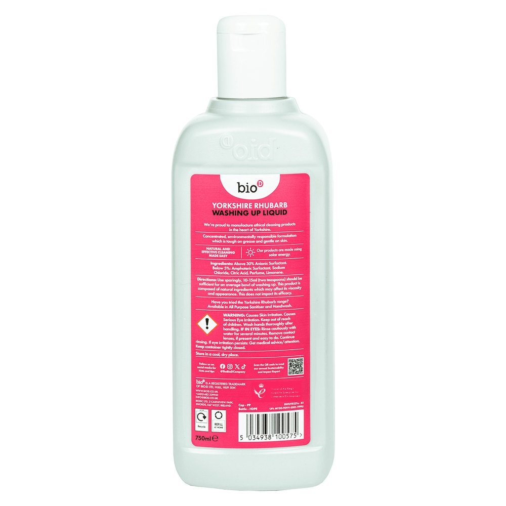 Rhubarb Washing Up Liquid Bio-D 12x750ml Rhubarb Washing Up Liquid Bio-D 12x750ml