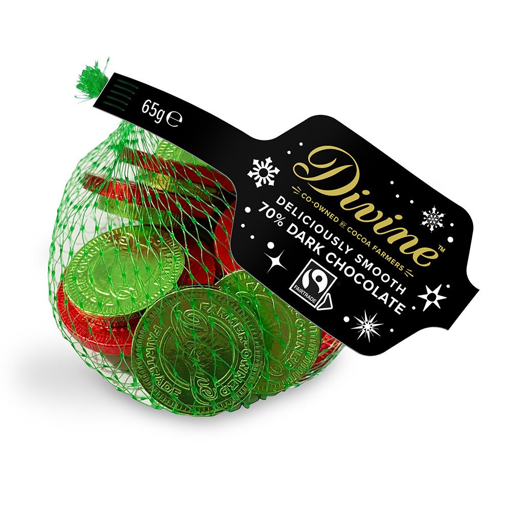 Dark Chocolate Coin - net bag Divine 65g