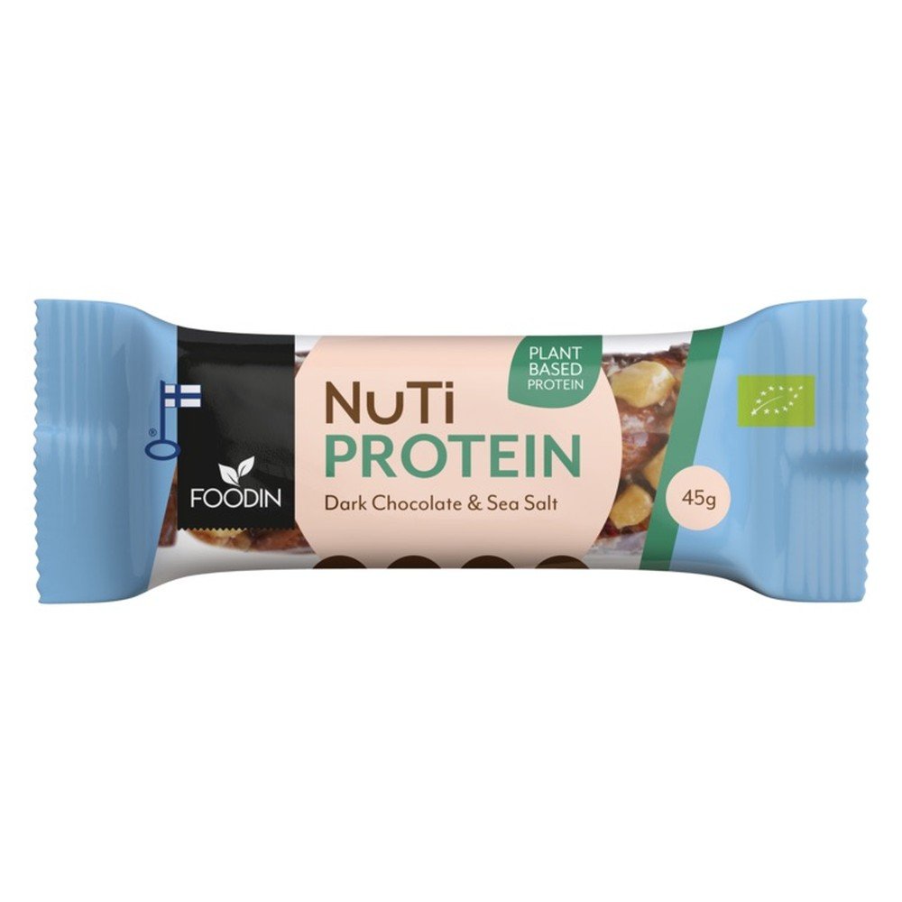 Organic NuTi Dark Chocolate & Sea Salt Protein Bar Foodin 15x45g Organic NuTi Dark Chocolate & Sea Salt Protein Bar Foodin 15x45g