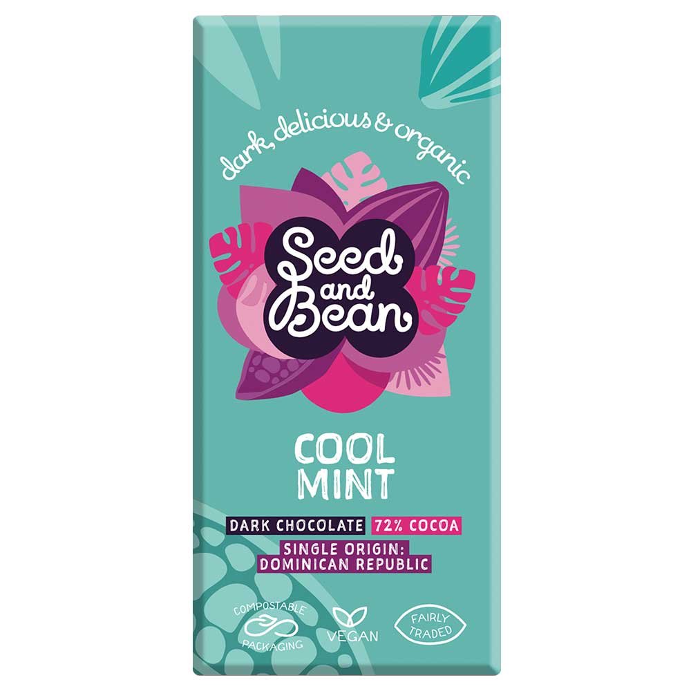 Organic Cool Mint Dark Chocolate Bar - 72% Seed & Bean 75g Organic Cool Mint Dark Chocolate Bar - 72% Seed & Bean 75g